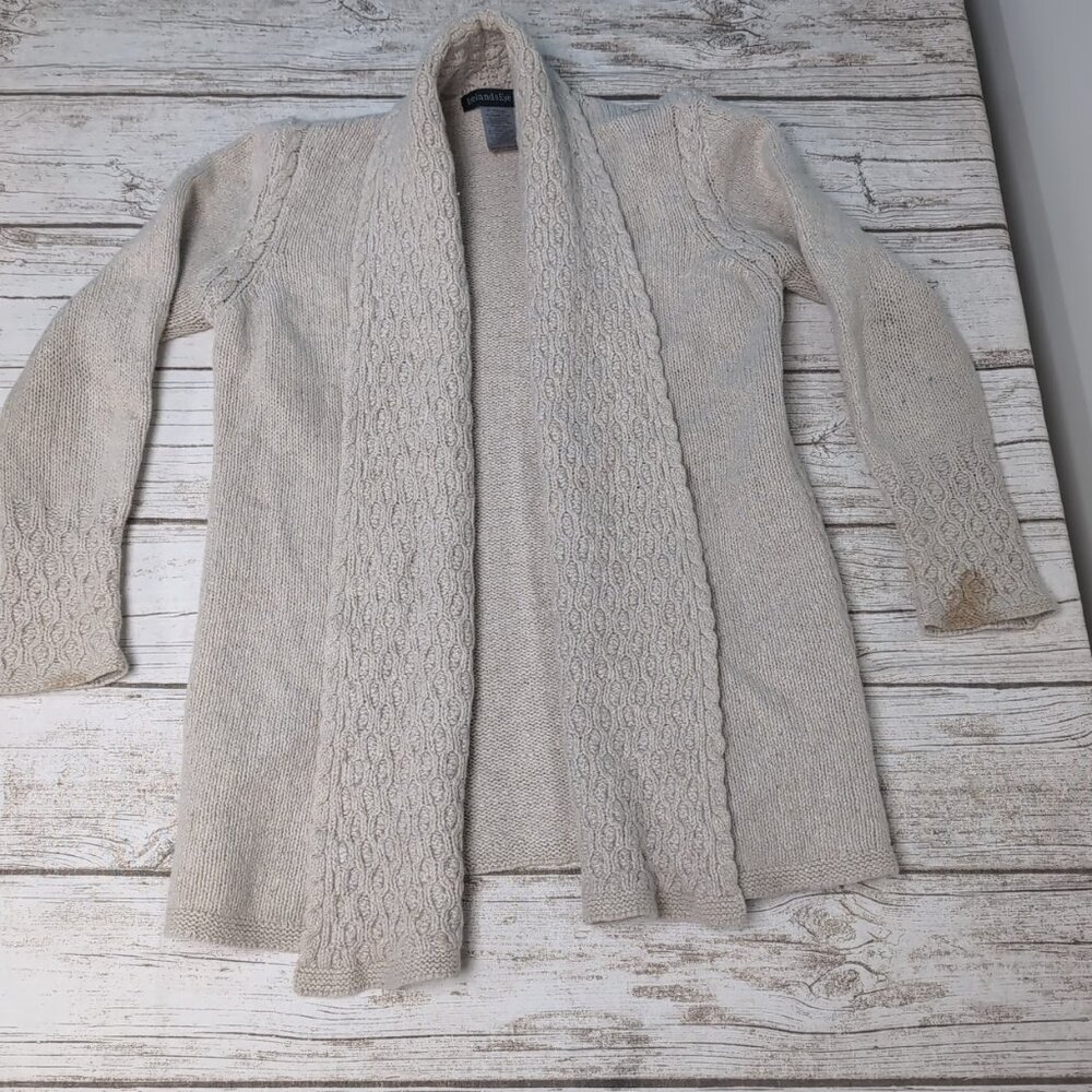 IrelandsEye Wool Blend Cream Off White Cardigan Women Size Small